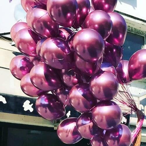 50pcs 10/12inch Metallic Chrome Wine Red Latex Balloon Birthday Party Decor Wedding Metal Color Helium Air Balls Wholesale Suppl