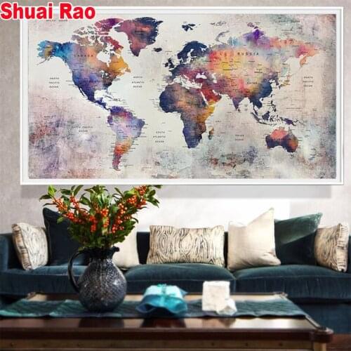 5d diy large diamond mosaic abstract world map diamond painting full square round embroidery sale graffiti office or home decor