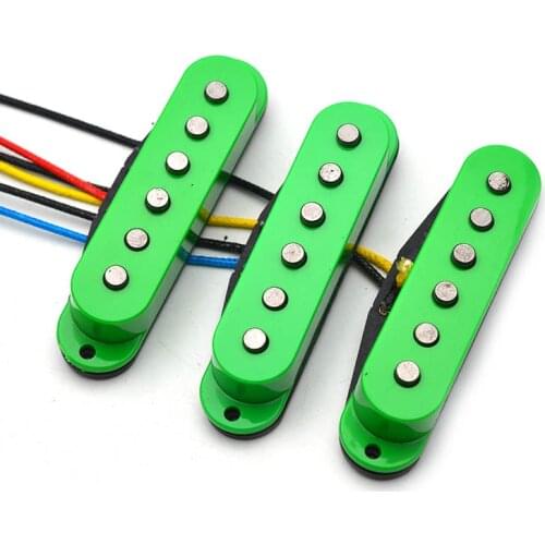 Alnico 5 Single Coil Staggered Top Fiber Bobbin Pickup Electric Guitar Pickup Neck/Middle/Bridge 50/50/52mm for FD Guitar Green