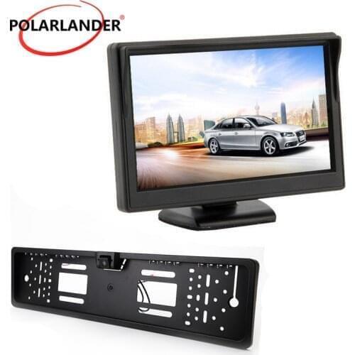 Wireless Transmitter LED 5 Inch TFT Car Monitor European License Plate Parking Monitor Reversing Camera Silver/Black HD Desktop