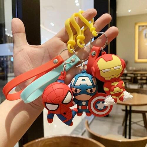 Marvel Legends Avengers Captain America Key Chain Spider-Man Iron Man Cute Cartoon Keychain Creative Satchel Car Pendant Keyring