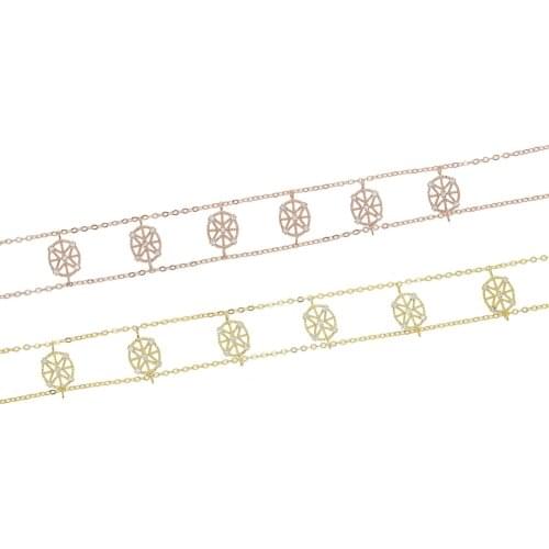 Wholesale Micro Pave Clear CZ Cubic Zirconia Short Chain 32+8cm Starbrust Charm Sexy Choker Double Chain Necklace For Women