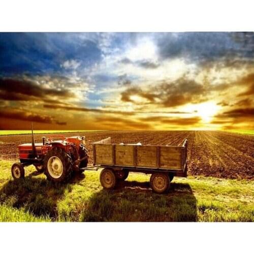 CraftArtGo 5D DIY Diamond Embroidery Farm Tractor Full Square Round Rhinestone Mosaic Painting Cross Stitch Flowers Diamond Kit