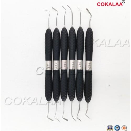 CT1-CT6 6Pcs/Kit Dental Resin Filler Aesthetic Restoration Knife Dresser With Silicone Handle High-Quality