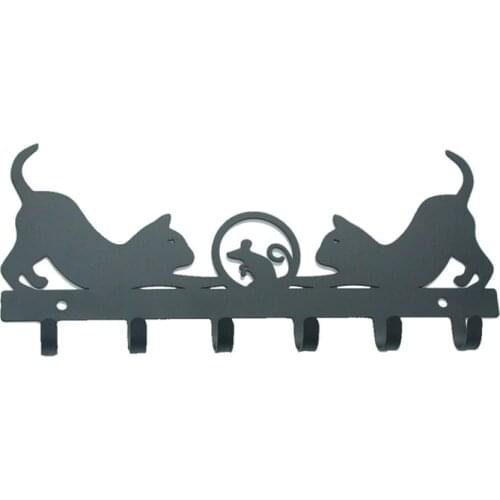 Key Holder for Cat (6-Hook Rack) Decorative,Metal Hanger for Front Door, Kitchen,Store House,Work,Car,Vehicle Keys