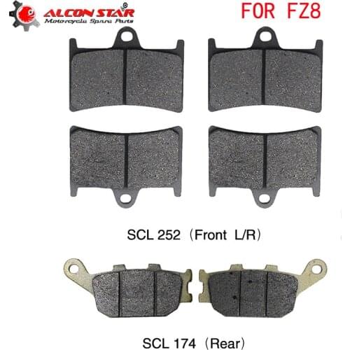 Alconstar Motorcycle Brake Pads Set Front and Rear For Yamaha FZ8 2011-2015 Brake System Accessories