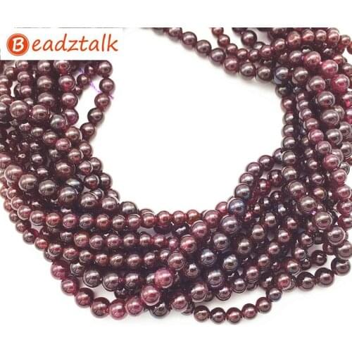 Natural Dark Purple Garnet Stone Round Bead Spacer Loose 4 mm 5 mm 6 mm Good Quality for DIY Bracelets Necklaces Women Jewelry