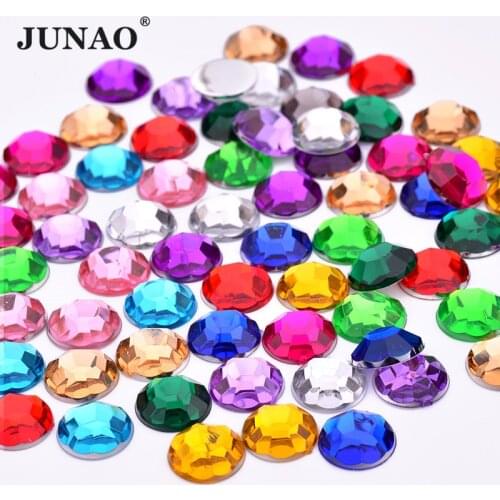 JUNAO 3 6 8 10 mm Mix Color Non Hot Fix Round Rhinestones Flat Back Crystal Beads Nail Glitter Strass Acrylic Stones Decorations