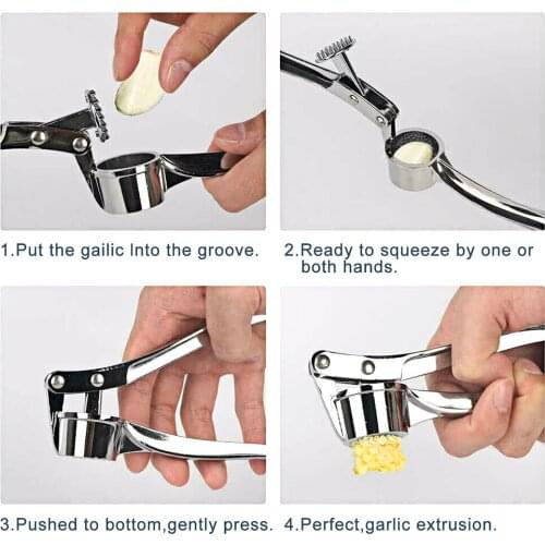 Kitchen Stainless Steel Garlic Press Crusher Mincer Peeler Squeeze Cut Ginger Home Tool Cooking Gadget
