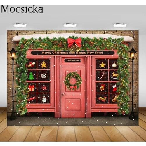 Mocsicka Merry Christmas Shop Backdrop Pink Happy New Year Child Birthday Portrait Photography Background for Photo Studio Props
