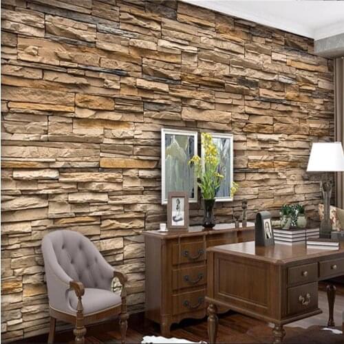 Beibehang flooring wallpaper for living room TV background HD stone masonry facades hotel badroom wallpaper for walls 3 d