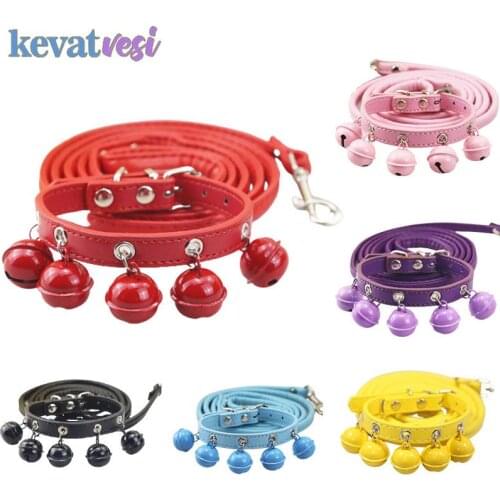 Dog Cat Leash Cat Necklace Colorful Dog Collar with Bells Adjustable Pet Cat Collar Leash Small Dog Accessories Pet Supplies