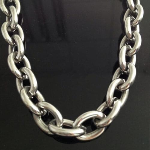 7"-40" Huge Jewelry Mens 316L Stainless Steel Silver Color Big O Link Chain Necklace High Quality 8/11/13/15mm Never Fades