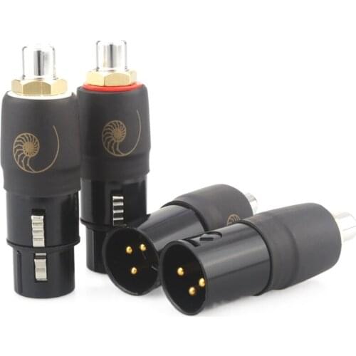 Rhodium Plated RCA To XLR Male / Female Plug Gold Plated Audio Adapter