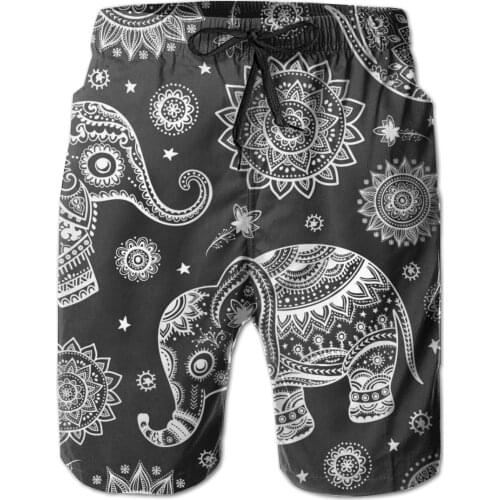 Swimming Shorts Swimwear Indian Lotus Ethnic Elephant African Tribal Swimsuit Man Beach Wear Short Pants Bermuda Boardshorts