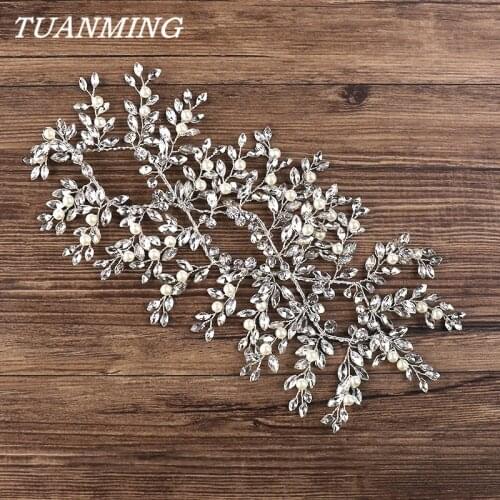 Pearl Rhinestone Headband Bridal Wedding Hair Band Accessories Bridal Silver Color Rhinestone Headband Tiaras Pearl Hair Bands