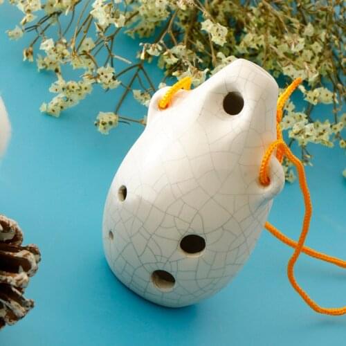 Pro 6 Hole Alto C Key Ocarina Ceramic Musical Instrument with Cord