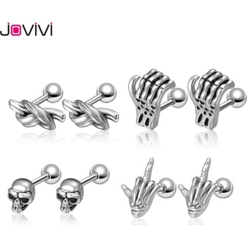 Jovivi 1.2mm/16G Stainless Steel Ear Studs Earrings Stud Helix Cartilage Bar Piercing Tragus Barbell Earring Piercing Jewelry