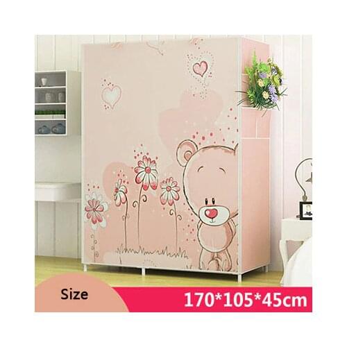 3D Cartoon Pattern Folding Cloth Wardrobe Closet Children Room Decorate Storage Cabinet Bedroom Assembly Wardrobe Home Furniture