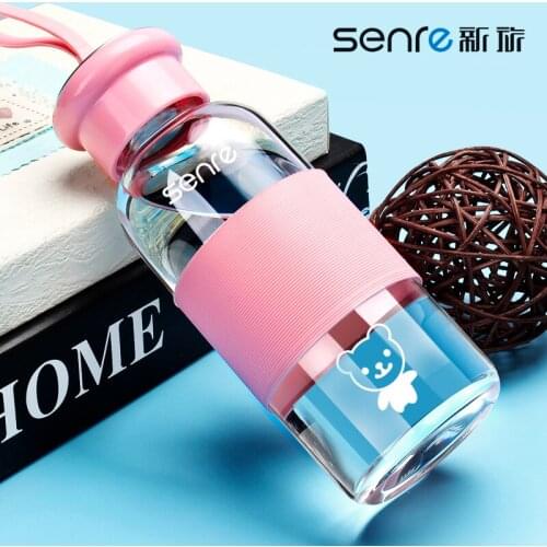Glass Portable Water Bottle Running Fashion Kawaii Water Bottle Colorful Cute Korean Large Capacity Water Bottle 460ml FF70P