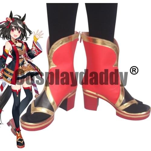 Uma Musume: Pretty Derby Kitasan Black Racing Ver. Cosplay Red Shoes Platform Heel Boots S008