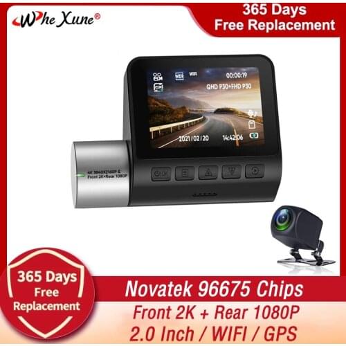 WHEXUNE Novatek 96675 WIFI Dash Cam 2k Front And Rear 1080p 2 Camera Lens Car Dvr Built in Gps Smart Auto Night Vision Car Dvrs