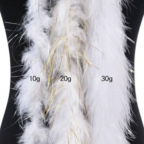 High quality Gold Silver wire feather boas Fluffy Soft Marabou Turkey Feather Boa Plume 2Meter Wedding dresses Decorative Scarfs