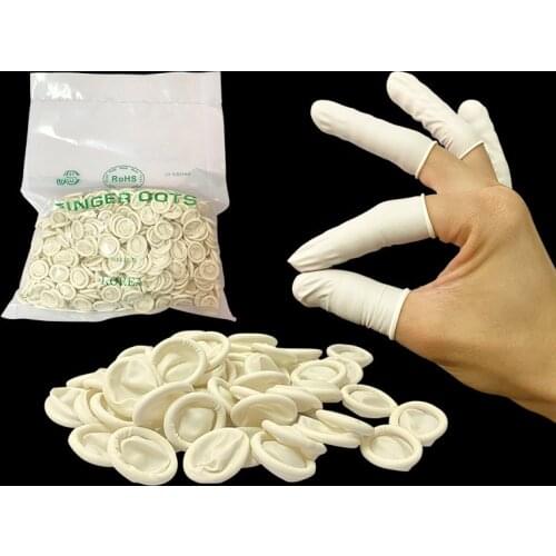 50pcs Protective Fingertip Natural Rubber Gloves Disposable Latex Finger Cots for Workplace Safety Nail Makeup Eyebrow Extension