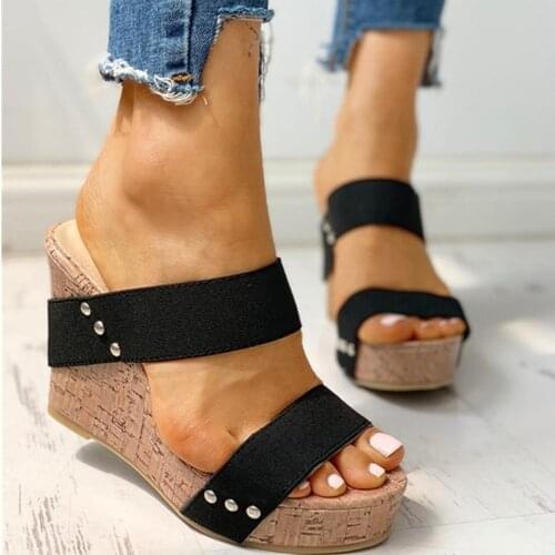 Thick Bottom Casual 2021 Womens Shoes Slippers Summer Shoes For Women Open Toed Ladies Wedges Shoes Gladiator Women Sandals