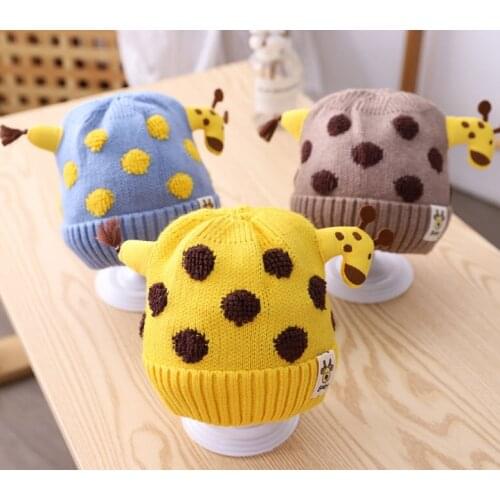 Winter hat for children Knitted baby hat Cartoon giraffe hat Thicker and warmer
