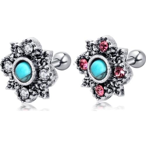 1 Piece 2018 New Trendy Stainless Steel White Blue Crystal Stud Earring for Women High Quality Ear Piercings Fashion Jewelry