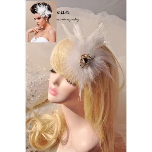 2020 Handmade Flower Feather Headpieces Hair Clip Luxury Crystal Bride Hair Pin Diamante Wedding Gifts Hairpin For Women Jewelry