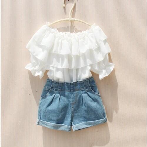 2021 Summer Baby Toddler Teenager Girls White Blouse Chiffon Ruffles Girl Tops Kids Shirt Children Clothes 6 8 10 12 Years