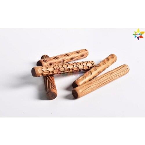 4pc/set pottery craft wooden sculpture tool Clay carving tools Wood texture mud rolling stick embossing pattern rolling stick
