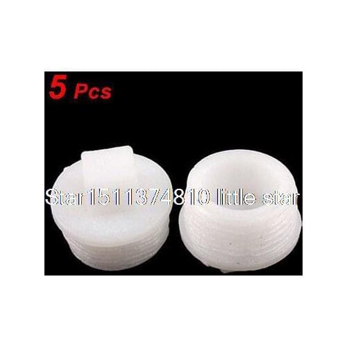 5 Pcs White Plastic Solid Pipe Fitting Screwed Plug for Water Systems
