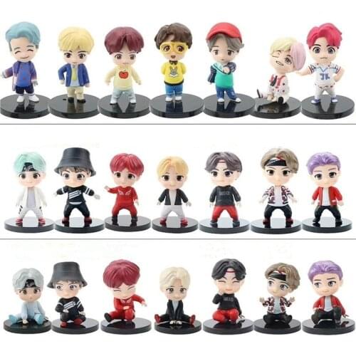 7pcs/lot TINY TAN Action Figure Bangtan Boys Toys Group Model KPOP Star TOP Funs A.R.M.Y PVC Birthday Gifts