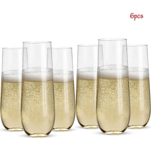 9ozClear Plastic Flute SET Unbreakable Toasting Shatterproof Drinking Glasses Acrylic Cocktail Glasses Drinkware Dishwasher Safe