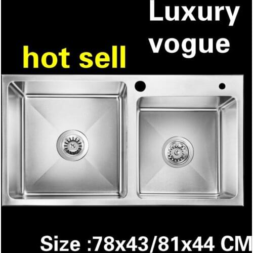Free shipping Apartment luxury kitchen manual sink double groove do the dishes 304 stainless steel hot sell 780x430/810x440 MM