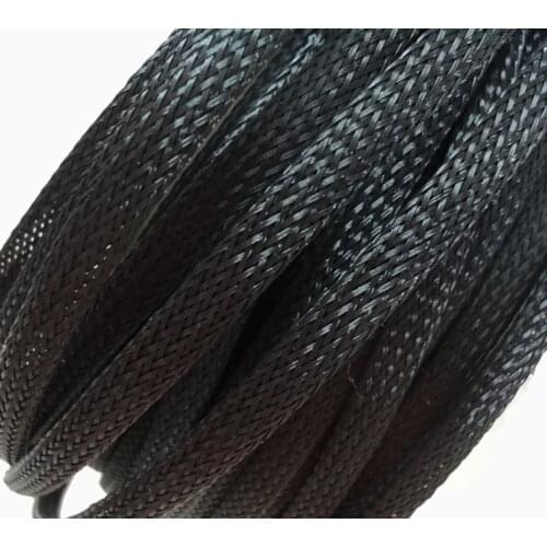 Free shiping High quality 20meters/lot Three wire encryption 8mm black expandable braided tube mesh woven PET braided tube