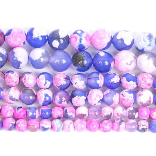 Natural Stone Beads Fcuhsia Fire Dragon Veins Agates Round Beads For Jewelry Making DIY Bracelets Accessories Beads 6/8/10MM