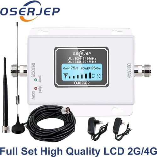 CDMA Repeater 850 MHz 70dB LCD 2G 3G 4G 850mhz UMTS GSM CDMA Mobile Phone Signal Repeater Booster +Indoor/outdoor Antenna