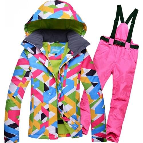 Lets Go Skiing Women Ski Suit Female Snow Jacket Pants sets Winter Sports Snowboard Windproof Colorful Thickened Ski Clothes