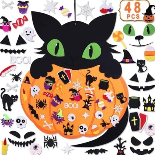 Felt Cloth Halloween Witch Felt Calendar with Lanyard Montessori Preschool Educational Toys Halloween Christmas Ornaments