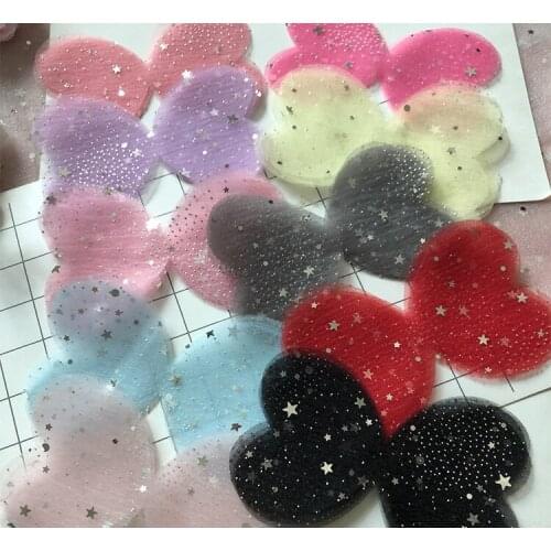 Kewgarden Handmade Bowknot Materials DIY Bow Hairpin Headband Shining Stars Gauze Sheet Fabric Hair Accessories Wholesale 50Pcs