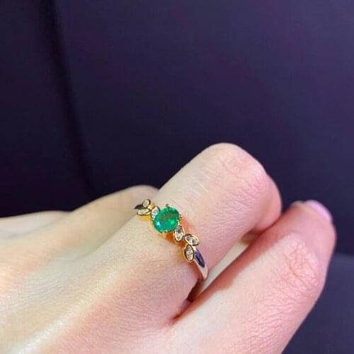 Natural Green Emerald Ring Natural Gemstone Ring 925 Sterling Silver Trendy Luxurious Big Flowers Women Party Jewelry