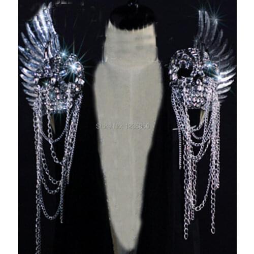 Drag Queen Costumes Angel Skull Shoulder Piece Dancer Stage Show Celebrity Runway Burning Man Outfit Birthday Party Wear