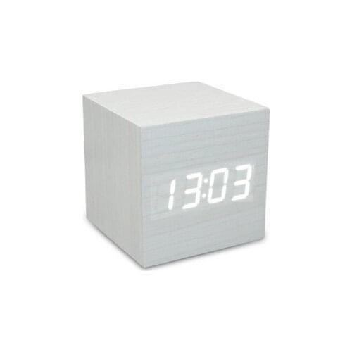 Led light square wooden clock