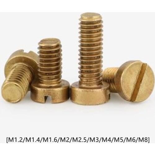 10-50PCS M2 M2.5 M3 M4 M5 DIN84 Brass Slotted Cheese Head Screw Brass Screw Brass Bolt