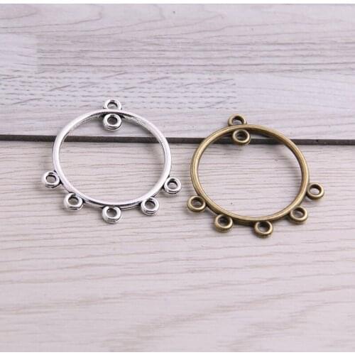 SWEET BELL 40pcs 29*30mm Two Color Zinc Alloy Necklace Charm Jewelry DIY Hollow Simple Round Connector Pendant Necklace