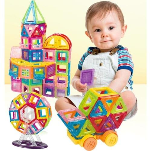 Mini 24Pcs-98 Pcs Magnetic Designer Constructor Toy For Boys Girls Magnet Building Blocks DIY Ferris Wheel car Model Animal